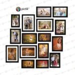 Pictik Black Collage Photo Frame Set – 16 Frames for Stunning Wall Décor Perfect Wall Gallery Set | Includes 4x6, 5x7 & 6x8 Inch Frames