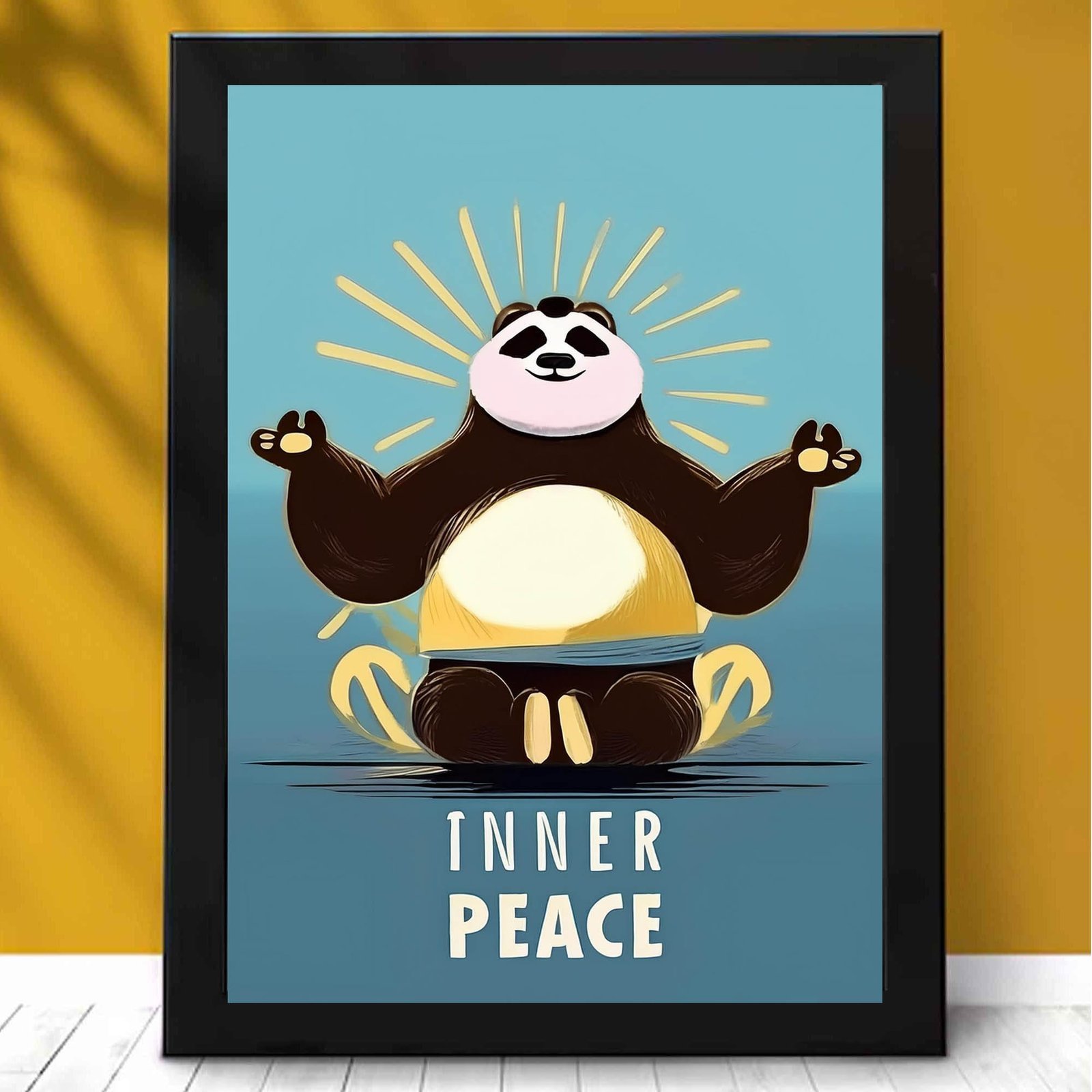 a4-size-black-frame-copy.jpg Panda Inner Peace Anime Poster | A4, 12x18 | Framed & Unframed | Home Decor & Gift - Image 1