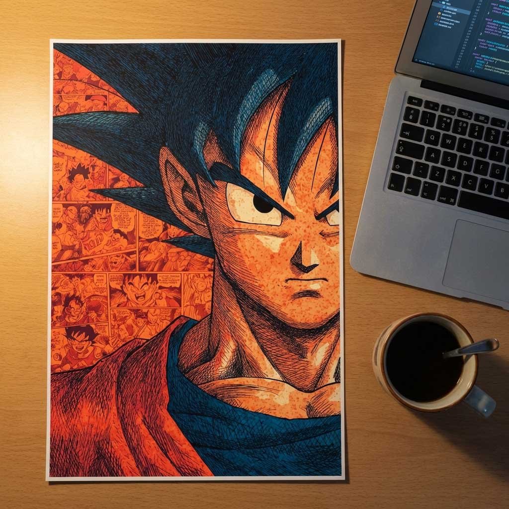 1 Goku Manga Style Poster | Dragon Ball Anime Wall Art Print | Pictik™ - Image 1
