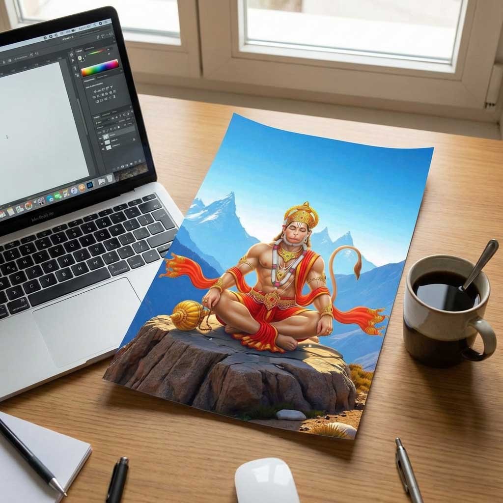3 Lord Hanuman Meditation Poster | Bajrang Bali Spiritual Wall Art | Pictik™ - Image 1
